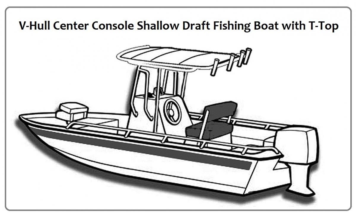 Boat Covers for V-Hull Center Console Shallow Draft Fishing Boat with T-Top