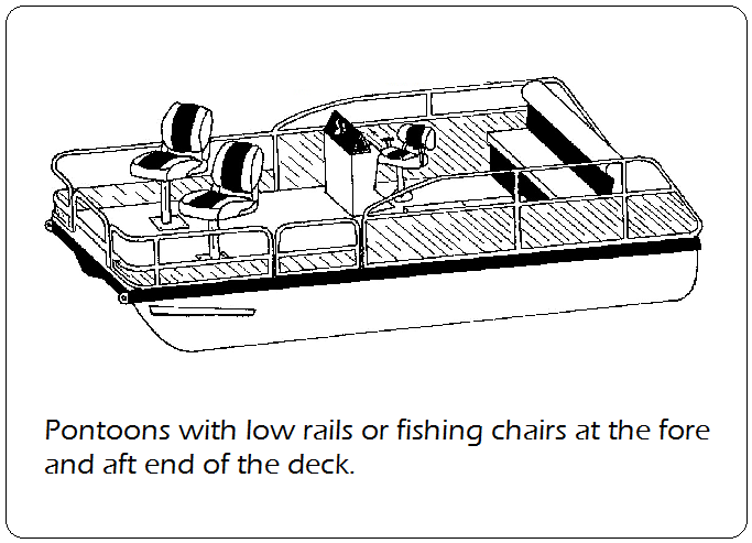 Pontoons with with low rails or fishing chairs