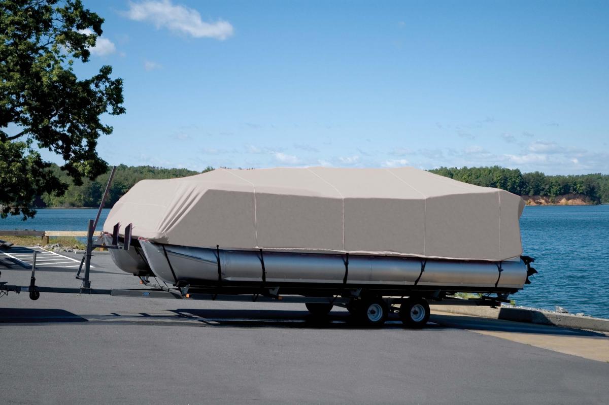 Carver Beige Poly Guard Cover on Pontoon