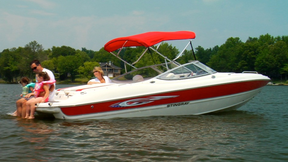 Carver 3 Bow Red Bimini on Stingray