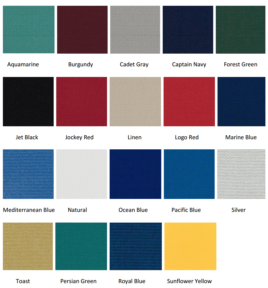 Sunbrella Boat Cover Color Swatches