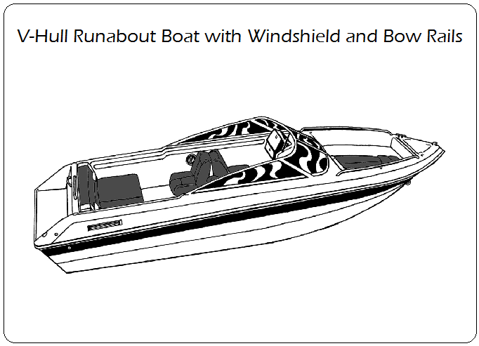 V Hull Runabout Boat with Windshield and Bow Rails